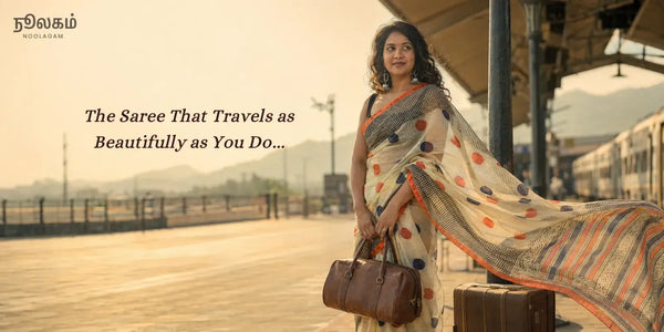 Lightweight Kota Doria Bagru hand block print saree for travelling