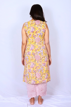 Oversized Hand Block Printed Cotton Co-ord Set – Maroon & Ivory Leaf Motifs