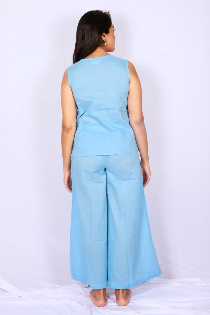 Sky Blue Cotton Co-ord Set
