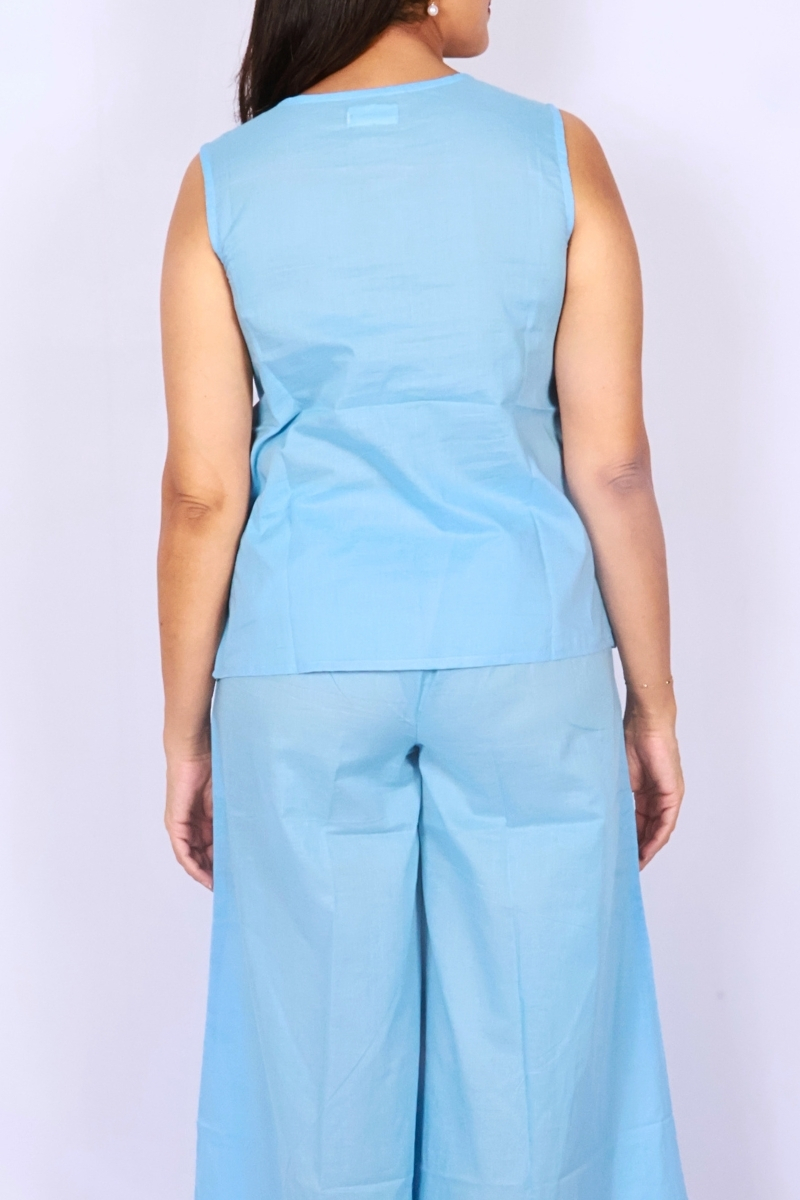 Sky Blue Cotton Co-ord Set