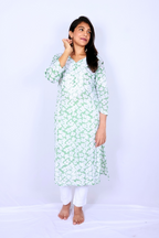 Mint Green Floral Chikankari Kurti ,  Lucknow