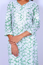 Mint Green Floral Chikankari Kurti ,  Lucknow