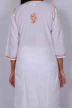 White Multicolour Embroidered Chikankari Kurti ‚ Lucknow