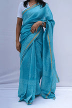 Maheshwari cotton silk saree in black and ivory geometric checks with zari accents – Noolagam_2
