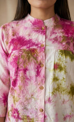 Pink, Olive & Ivory Tie-Dye Cotton Top