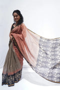 Maheshwari cotton silk Bagru hand block printed saree in brick red and black – Noolagam