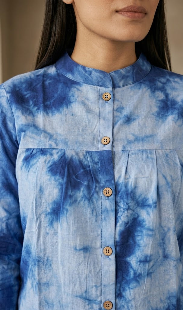 Indigo Blue Tie-Dye Cotton Top