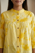 Lemon Yellow Tie-Dye Cotton Top