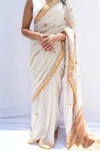 Bishnupuriinspiredpurekhadicottonsareeinivoryandmustardwithwovenpallu_Noolagam_2