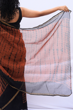 Rust & Black Kota Doria Shibori Saree – Rust, Black & Gold