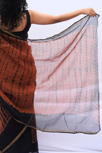 Rust & Black Kota Doria Shibori Saree – Rust, Black & Gold_4