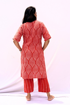 Hand Block Printed Cotton Co-ord Set - Coral Leaf