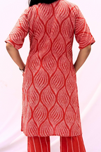 Hand Block Printed Cotton Co-ord Set - Coral Leaf