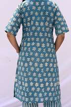 Hand Block Printed Cotton Co-ord Set - Powder Blue Floral