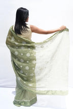 Handloomcottonslubsareeinsagegreenandivorywithwovenmotifs_Noolagam_3