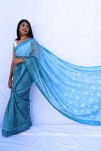 HandwovenChandericottonsareewithChikankariembroideryinpowderblue_Noolagam