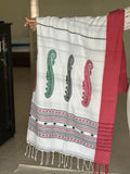 Begumpuri Lal Paar White Khadi Cotton Saree_1