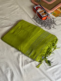 Green Linen Cotton Saree_1