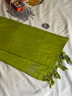 Green Linen Cotton Saree_2