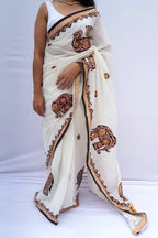 KeralakasavusareewithKalamkariappliqueinivoryblackandmustard_Noolagam_2