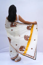 KeralakasavusareewithKalamkariappliqueinivoryblackandmustard_Noolagam_3
