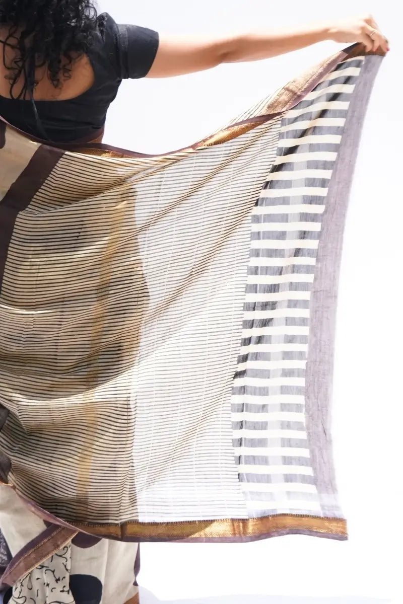MaheshwaricottonsilkBagruprintedsareeinivorycocoaandblackwithpolkamotifs_Noolagam_4