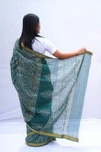 MaheshwaricottonsilkDabuhandblockprintedsareeinsagegreenwithzariborder_Noolagam_3