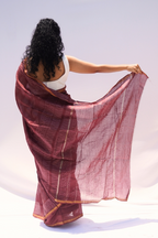 Chanderi Silk Cotton Hand Block Printed Saree – Dusty Rose & Ivory