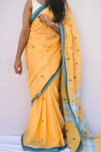 Mihira | Marigold Sky Phulia Mul Cotton Saree