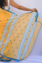 Mihira | Marigold Sky Phulia Mul Cotton Saree
