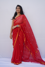 Mihira | Crimson Bloom Phulia Mul Cotton Saree