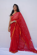 Mihira | Crimson Bloom Phulia Mul Cotton Saree
