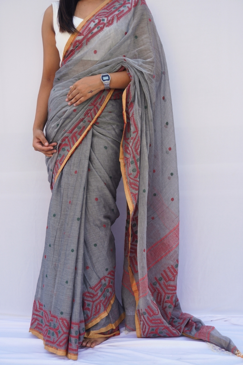 Mihira | Ash Rose Phulia Mul Cotton Saree