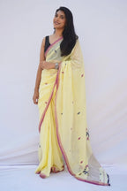 Mihira | Butter Yellow Phulia Mul Cotton Saree