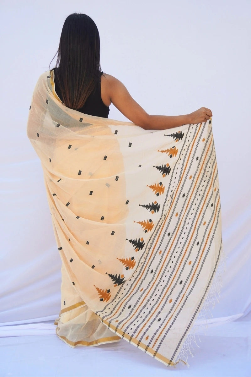 Ivory Dusk Phulia Mul Cotton Saree