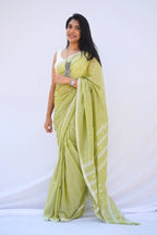 Mihira | Olive Mist Phulia Mul Cotton Saree