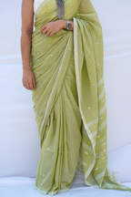 Mihira | Olive Mist Phulia Mul Cotton Saree