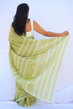 Mihira | Olive Mist Phulia Mul Cotton Saree