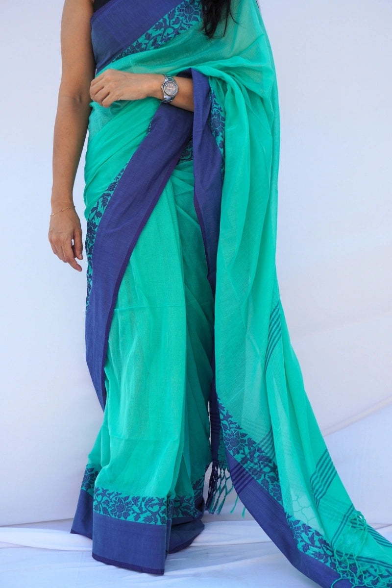 Mihira | Sea Mist Phulia Mul Cotton Saree