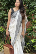 Classic Black & White Khadi Cotton Saree_1