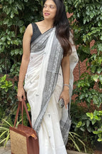 Classic Black & White Khadi Cotton Saree_1