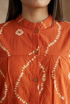 Rust Orange Tie-Dye Cotton Top