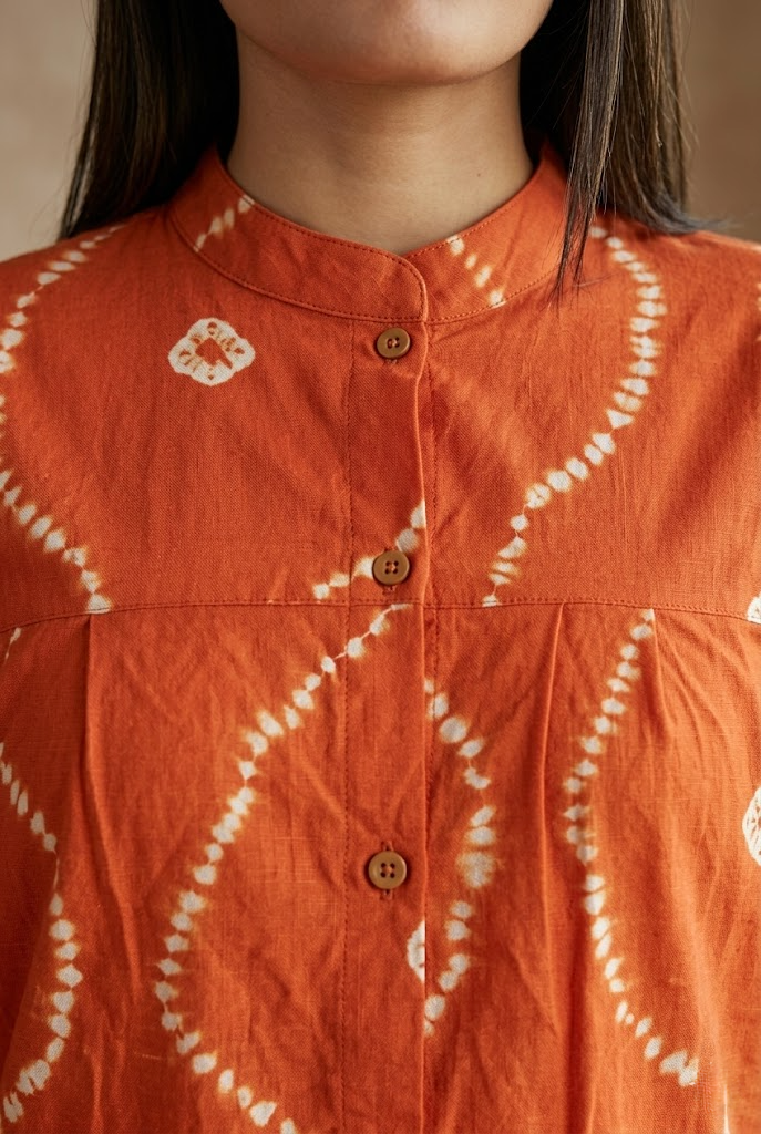 Rust Orange Tie-Dye Cotton Top